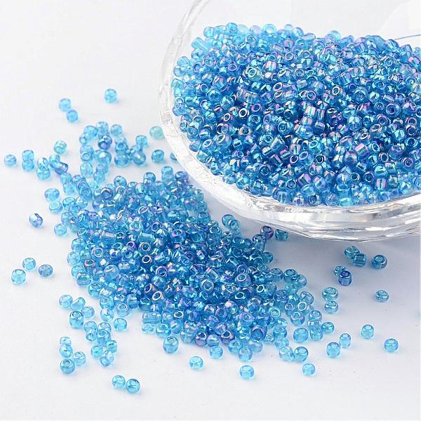 

PandaHall Round Trans. Colors Rainbow Glass Seed Beads, Dark Turquoise, Size: about 2mm in diameter, hole:1mm, about 3306pcs/50g Glass Cyan