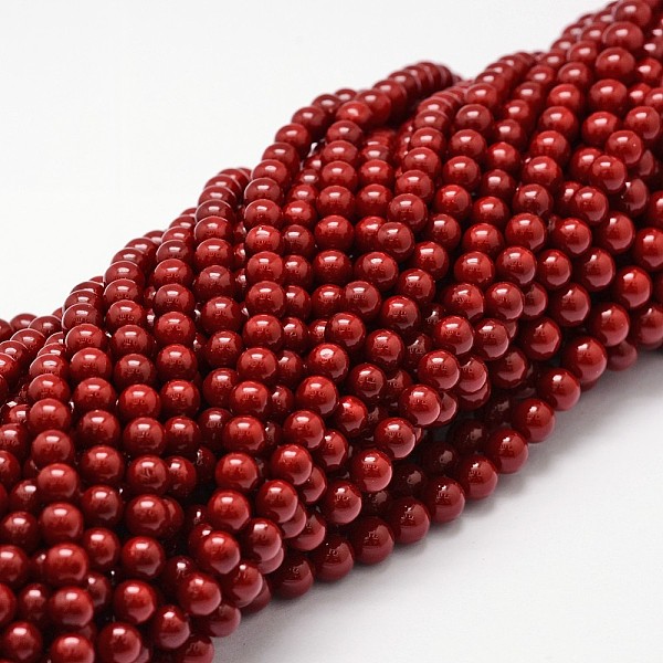 

PandaHall Shell Pearl Beads Strands, Grade A, Round, Dark Red, 6mm, Hole: 1mm, about 62pcs/strand, 16 inch Shell Pearl Round Red