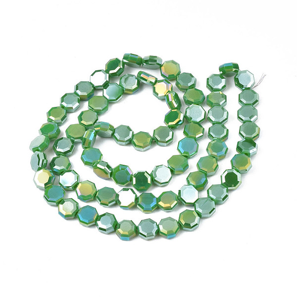 

PandaHall Electroplate Opaque Solid Color Glass Beads Strands, AB Color Plated, Half Plated, Faceted, Octagon, Sea Green, 7~8x7~8x4mm, Hole...