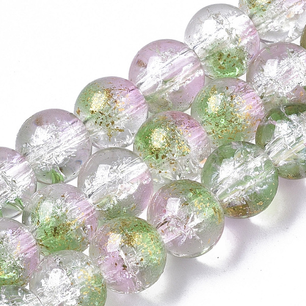 

PandaHall Transparent Spray Painted Crackle Glass Bead Strands, with Golden Foil, Round, Spring Green, 8~9mm, Hole: 1.2~1.5mm, about...