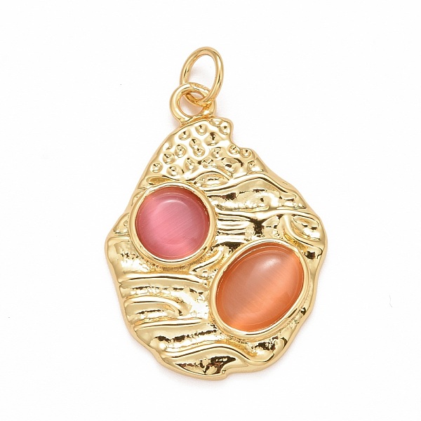 

PandaHall Brass Cat Eye Pendants, Cadmium Free & Nickel Free & Lead Free, Long-Lasting Plated, with Jump Ring, Nuggets, Real 18K Gold Plated...