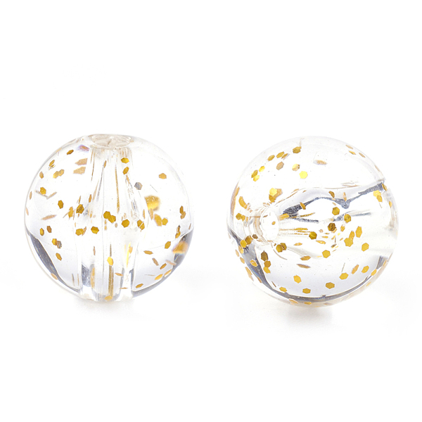 

PandaHall Transparent Acrylic Beads, with Glitter Powder, Round, Gold, 12mm, Hole: 2mm Acrylic Round Gold