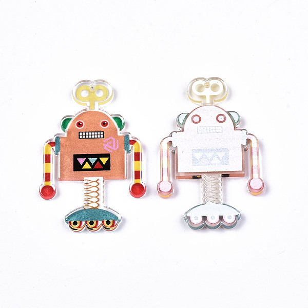 

PandaHall Transparent Printed Acrylic Pendants, Robot Shape, Colorful, 46x30x2.5mm, Hole: 1.5mm Acrylic Others