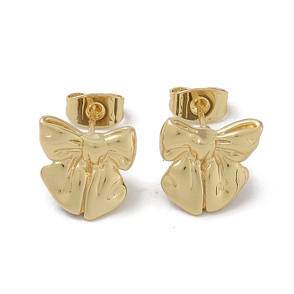 

PandaHall Brass Stud Earring Findings, with 925 Sterling Silver Pin, Bowknot, Real 18K Gold Plated, 11x11mm, Pin: 11.5x0.7mm & 3.5x0.7mm...
