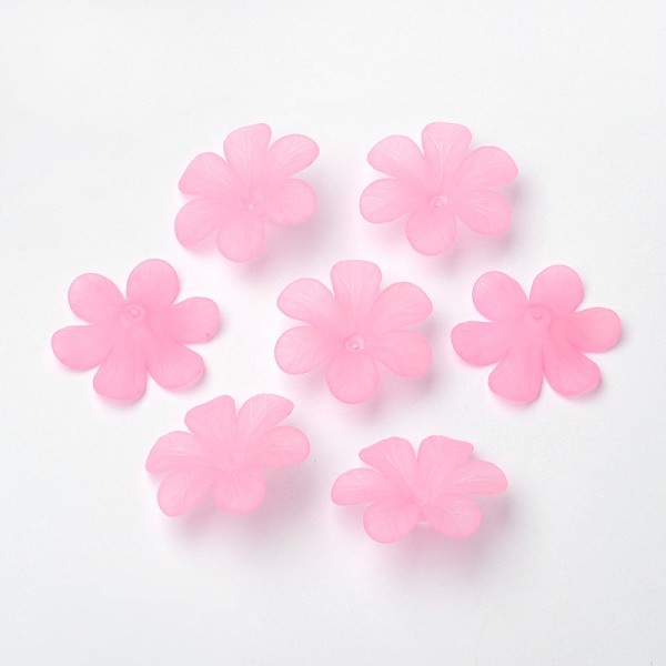 

PandaHall Transparent Acrylic Beads, Frosted, Flower Bead Caps, Pink, 30x8mm, Hole: 1.5~2mm, about 314pcs/500g Acrylic Flower Pink