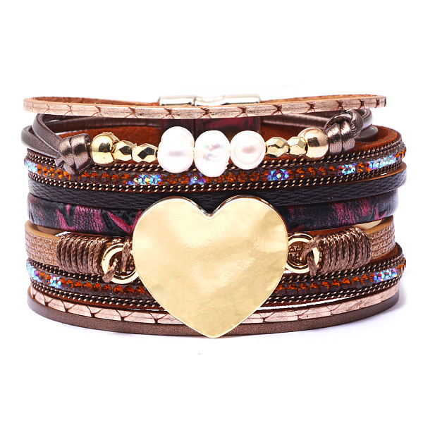 Bracelets Multi-rangs En Cuir PU