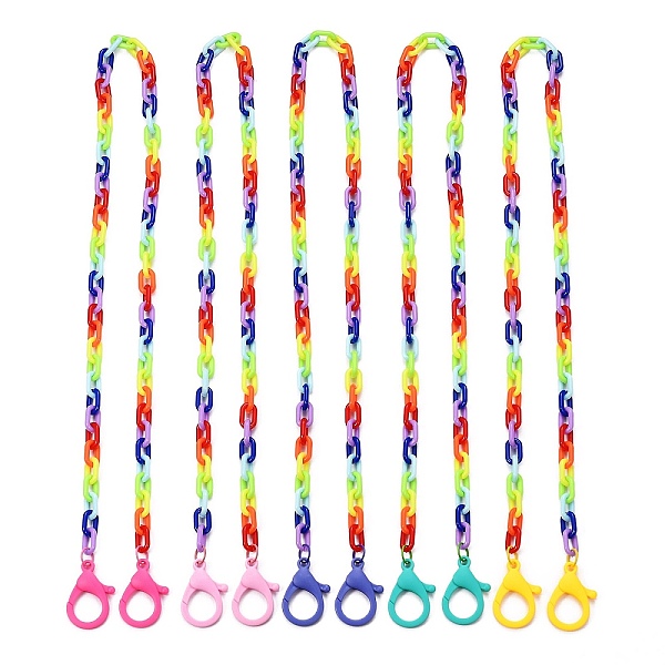 

PandaHall Personalized Acrylic Cable Chain Necklaces, Eyeglass Chains, Handbag Chains, with Plastic Lobster Claw Clasps, Mixed Color, 26.57..., Multicolor