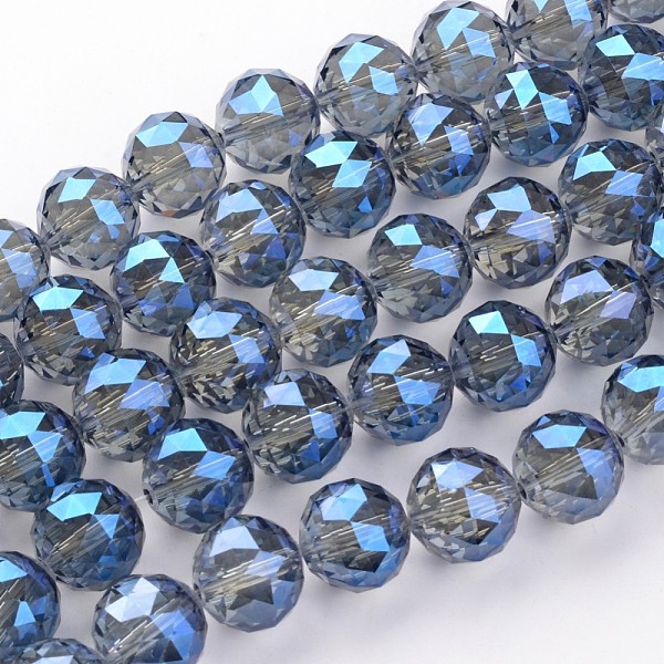 

PandaHall Electroplate Glass Bead Strands, Full Rainbow Plated, Faceted, Round, Royal Blue, 19.5mm, Hole: 2mm, about 12pcs/strand, 8.6 inch...
