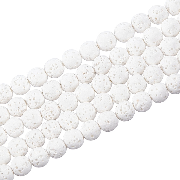 

PandaHall Synthetic Lava Rock Beads Strands, Dyed, Round, White, 6mm, Hole: 1mm, about 61pcs/strand, 14.96 inch(38cm) Lava Rock Round White