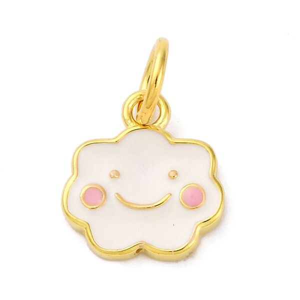 925 Sterling Silver White and Pink Enamel Smiling Face Cloud Charms