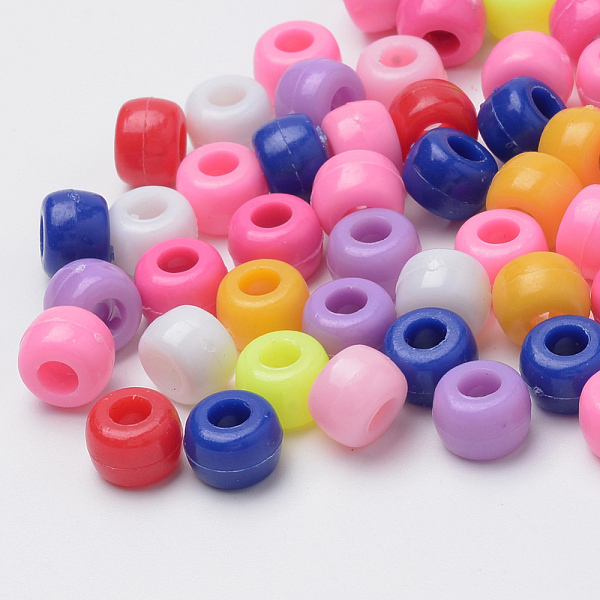 

PandaHall Plastic Beads, Barrel, Mixed Color, 8x6mm, Hole: 3.5mm, about 2630pcs/500g Plastic Barrel Multicolor