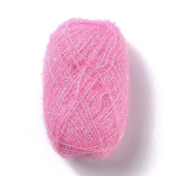 PandaHall Polyester Crochet Yarn, Sparkling Scrubby Yarn, for Dish Scrubbies, Dishcloth, Decorating Crafts Knitting, Pearl Pink, 10~13x0.5mm...