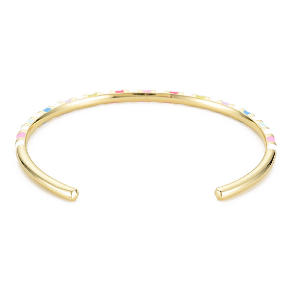 

PandaHall Twisted Brass Enamel Cuff Bangle, Real 18K Gold Plated Open Bangle for Women, Nickel Free, Colorful, Inner Diameter: 2-3/8 inch...