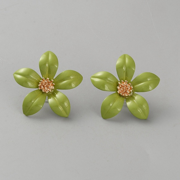 鉄と合金のエナメルフラワースタッドピアス