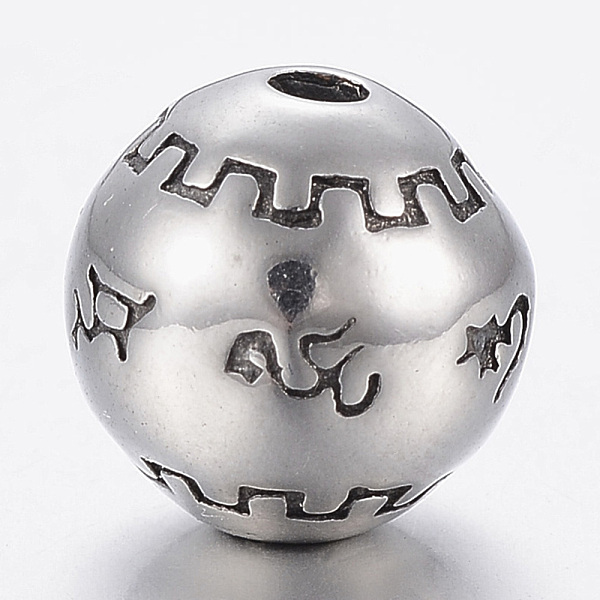

PandaHall 316 Surgical Stainless Steel Beads, Round, Antique Silver, 10mm, Hole: 1.8~2mm 316 Surgical Stainless Steel Round