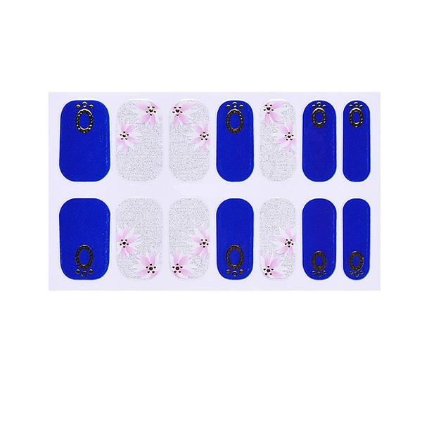 

PandaHall Glitter Powder Nail Art Full-Cover Sticker, Chinese Style Nail Art Wrap, with Free Double-sided Nail Art Manicure Buffer Files..., Blue