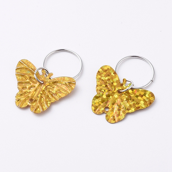 

PandaHall Plastic Paillette/Sequin Hair Braid Rings Pendants, Hair Clip Headband Accessories, Butterfly, Gold, 28mm Plastic Butterfly Gold