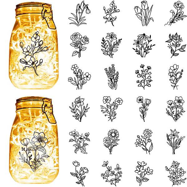

PandaHall CREATCABIN 24Pcs Flower Grass Silhouettes Mason Jar Decor Cut Cardboard Scrapbook Cutouts Die Cuts Embellishments PVC for Crafting...