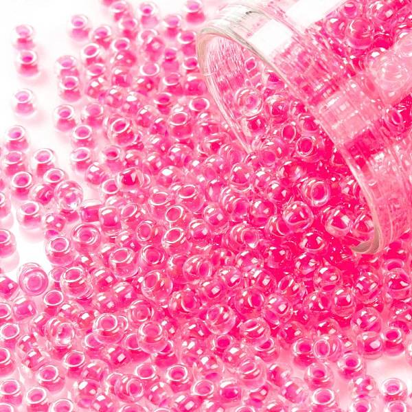 

PandaHall TOHO Round Seed Beads, Japanese Seed Beads, (978) Translucent Luminous Neon Pink, 8/0, 3mm, Hole: 1mm, about 222pcs/bottle...