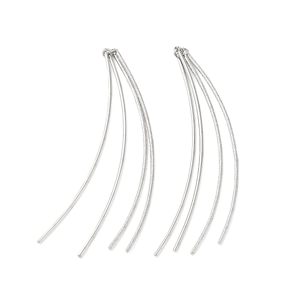 

PandaHall Brass Curved Bars Tassel Big Pendants, Real Platinum Plated, 68~69x5x1mm, Hole: 2mm Brass