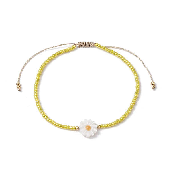 

PandaHall Flower Natural Shell & Glass Seed Braided Bead Bracelets, Adjustable Nylon Bracelet, Yellow, Inner Diameter: 2-1/8~3-1/8 inch...
