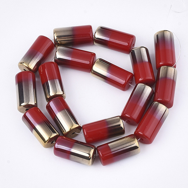 

PandaHall Half Electroplate Opaque Glass Beads Strands, Column, Red, 19.5~20x10mm, Hole: 1.4mm, about 17pcs/strand, 13.38 inch Glass Column...