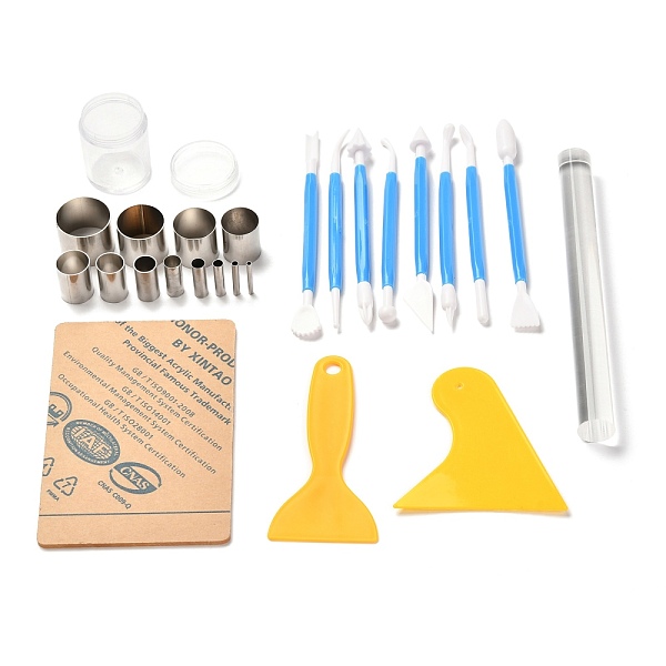 PandaHall Plastic Pottery Clay Carving Curved Clapper Tool, Sculpting Tools for DIY Art Crafts, with Acrylic, 201 Stainless Steel Tubes...