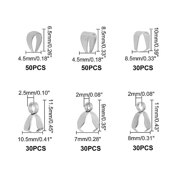 

PandaHall Unicraftale 304 & 316 Stainless Steel Pendant Pinch Bails, Stainless Steel Color, 220pcs/box 304 Stainless Steel