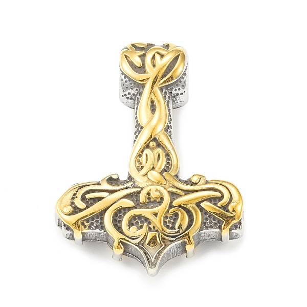 

PandaHall Ion Plating(IP) 304 Stainless Steel Pendants, Thor's Hammer, Antique Silver & Golden, 44x32.5x11.5mm, Hole: 5.5mm 304 Stainless...