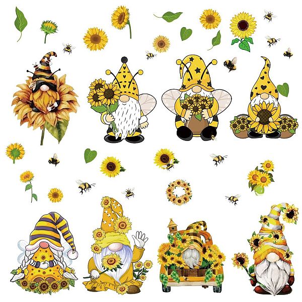 PandaHall CRASPIRE Sunflower Window Clings Decor Bee Gnome Spring Window Stickers 8 Sheets Room Decor Stickers for Classroom Bedroom Living...