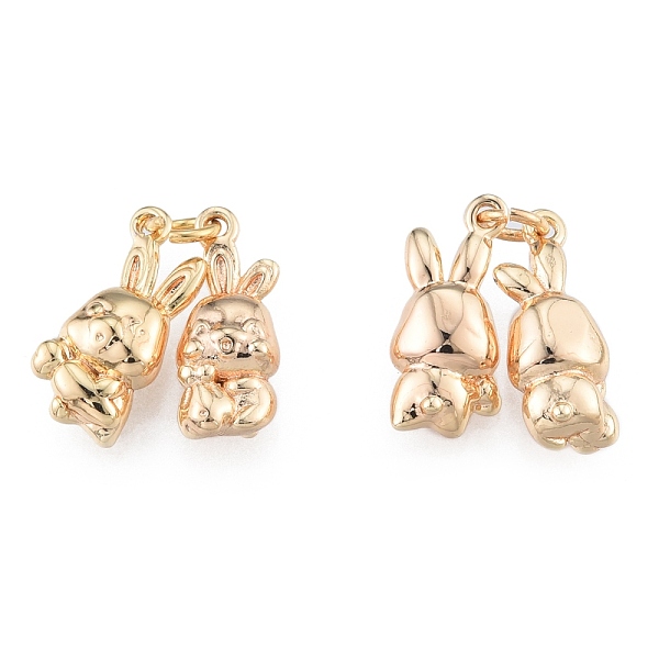 

PandaHall Brass Charms, Cadmium Free & Nickel Free & Lead Free, a Pair of Rabbits, Real 18K Gold Plated, 14x5.5x4mm, Hole: 2mm Brass Rabbit