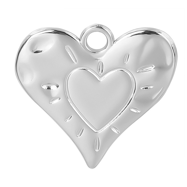 

PandaHall Stainless Steel Heart Pendants, Stainless Steel Color, 24x25x2mm, Hole: 3mm Stainless Steel Heart