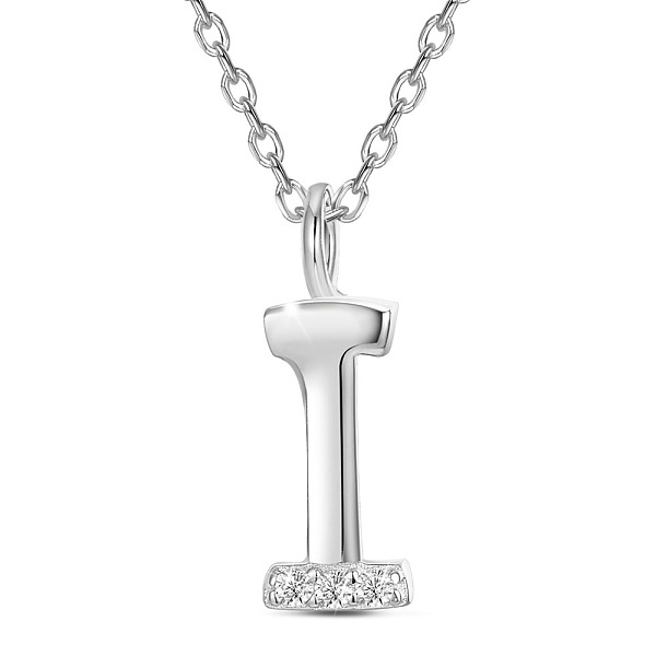 

PandaHall SHEGRACE Rhodium Plated 925 Sterling Silver Initial Pendant Necklaces, with Grade AAA Cubic Zirconia and Cable Chains, Platinum..., Clear
