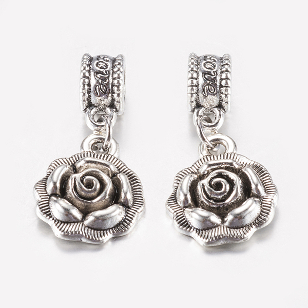 

PandaHall Tibetan Style Alloy European Dangle Charms, Large Hole Pendants, Flower, Antique Silver, 26mm, Pendant: 17x14x4mm, Hole: 5mm Alloy...