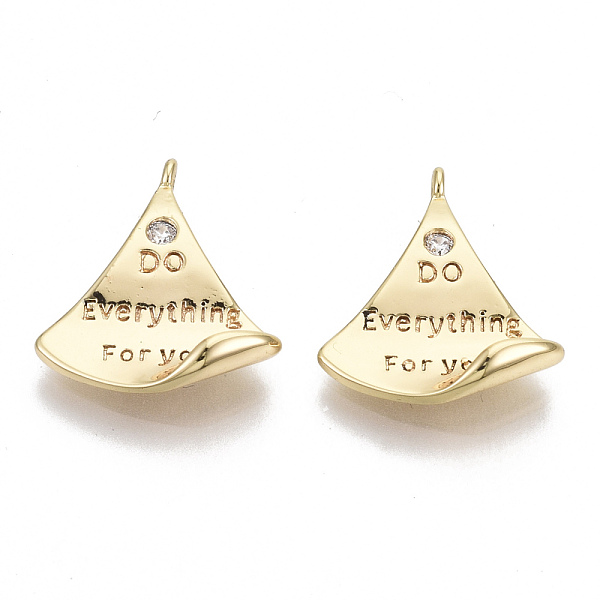 

PandaHall Brass Micro Pave Clear Cubic Zirconia Pendants, Fan Shape with Do Everything For You, Nickel Free, Real 18K Gold Plated...