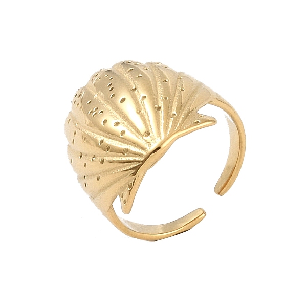 

PandaHall 304 Stainless Steel Shell Shape Open Cuff Ring for Women, Golden, Adjustable 304 Stainless Steel Shell Shape