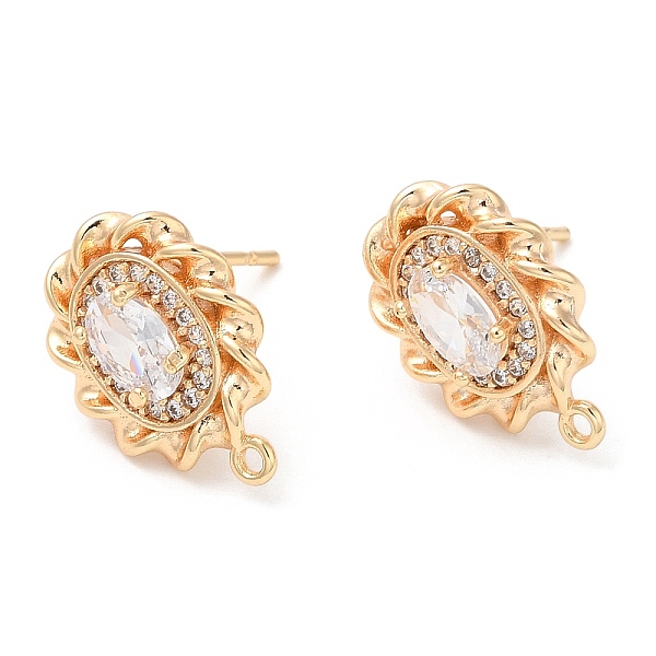 

PandaHall Brass with Glass Stud Earring Findings, with Horizontal Loops, Oval, Real 18K Gold Plated, 16x11.5mm, Hole: 1mm, Pin: 0.7mm...
