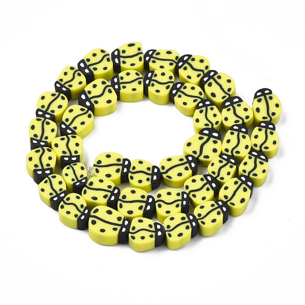 

PandaHall Handmade Polymer Clay Bead Strands, Ladybug, Yellow, 8~12x7.5~10x4~5mm, Hole: 1.5~2mm, about 38~40pcs/strand, 14.17 inch~15.35...