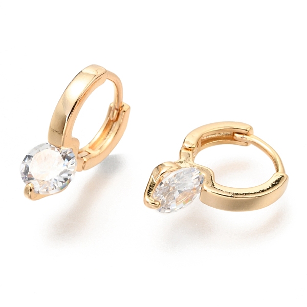 

PandaHall Brass Huggie Hoop Earrings, with Clear Cubic Zirconia, Long-Lasting Plated, Real 14K Gold Plated, 16.7x6mm, Pin: 1mm Brass Ring...