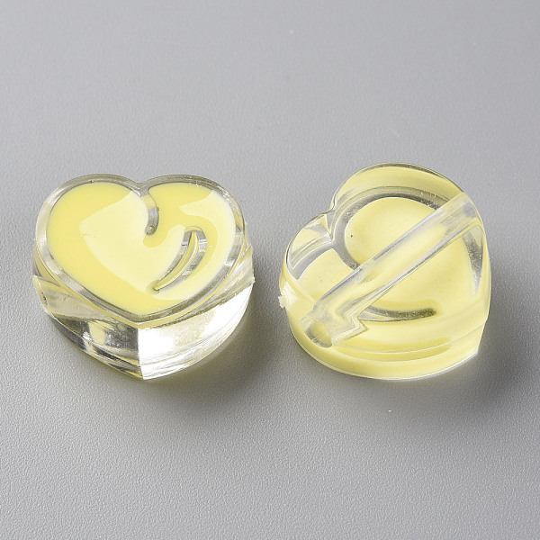 

PandaHall Transparent Enamel Acrylic Beads, Heart, Champagne Yellow, 20x21.5x9mm, Hole: 3.5mm Acrylic Heart
