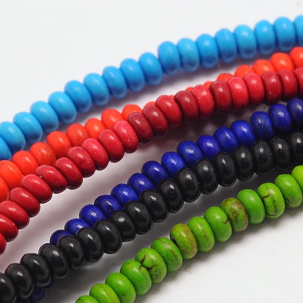 

PandaHall Dyed Synthetical Turquoise Rondelle Bead Strand, Mixed Color, 10x6mm, Hole: 1mm, about 1340pcs/kg Synthetic Turquoise Rondelle..., Multicolor