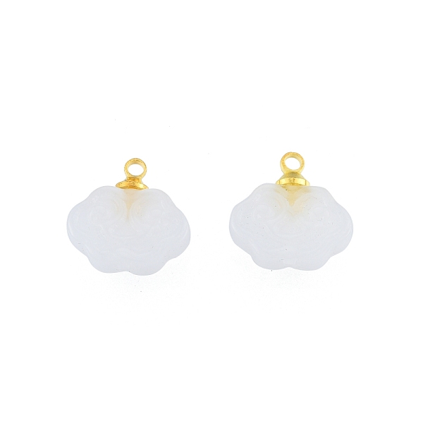 

PandaHall Glass Pendants, with Golden Tone Alloy Findings, Auspicious Cloud, WhiteSmoke, 13x13x5mm, Hole: 1.6mm Alloy+Glass Cloud White