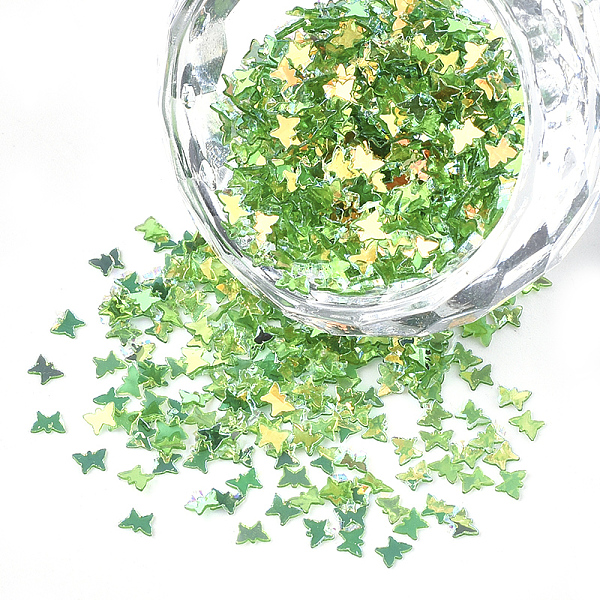 

PandaHall Shining Nail Art Glitter, Manicure Sequins, DIY Sparkly Paillette Tips Nail, Butterfly, Green, 2x3x0.2mm Plastic Butterfly Green