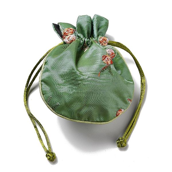 

PandaHall Chinese Brocade Packing Pouches, Drawstring Bags, Lining Random Color, Square with Flower Pattern, Medium Aquamarine...