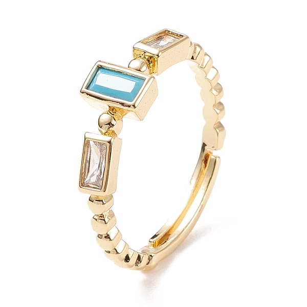 

PandaHall Sky Blue Cubic Zirconia Rectangle Adjustable Ring, Brass Jewelry for Women, Cadmium Free & Lead Free, Real 18K Gold Plated, US..., Clear