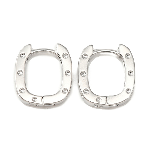 

PandaHall Brass Oval with Polka Dot Hoop Earrings for Woman, Platinum, 16x13.5x2.5mm, Pin: 0.8mm Brass Oval