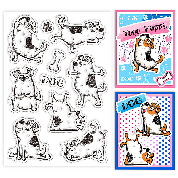 

PandaHall GLOBLELAND Yoga Cartoon Dog Clear Stamps for Cards Making Cartoon Animal Silicone Clear Stamp Seals Transparent Stamps for DIY...
