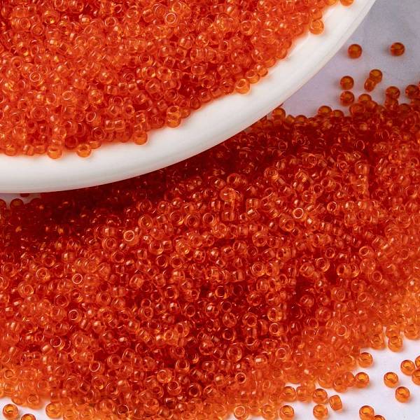 

PandaHall MIYUKI Round Rocailles Beads, Japanese Seed Beads, (RR139) Transparent Tangerine, 15/0, 1.5mm, Hole: 0.7mm, about 27777pcs/50g..., Orange