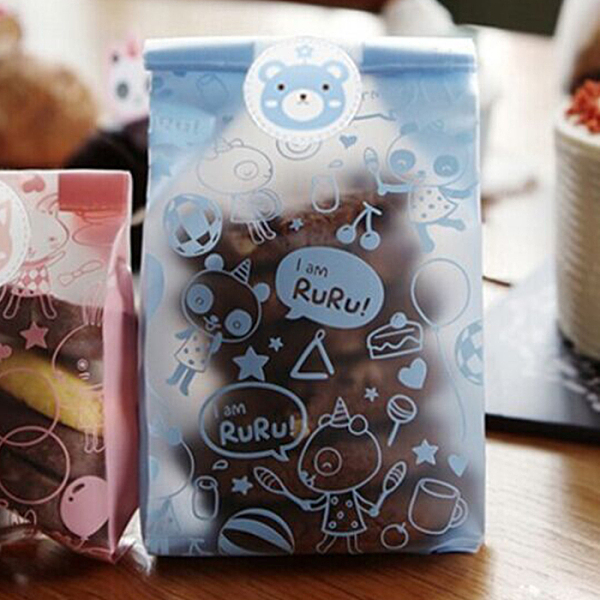 

PandaHall Frosted Cookie Candy Bread Packaging Bags, Light Blue, 23x8.5cm, about 45~50pcs/bag Plastic Other Animal Blue