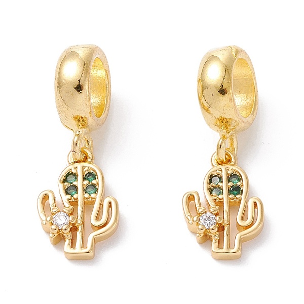 

PandaHall Brass Cubic Zirconia European Dangle Charms, Largr Hole Pendants, Long-Lasting Plated, Real 18K Gold Plated, Cactus, Colorful...